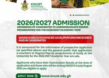 KNUST 2026/2027 Undergraduate Admissions Forms Out – How to Apply, Fees, Deadlines & Streams