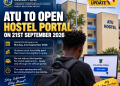ATU Hostel Portal to Open September 21 for Student Applications