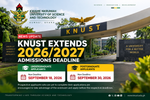 KNUST 2026/2027 admissions deadline